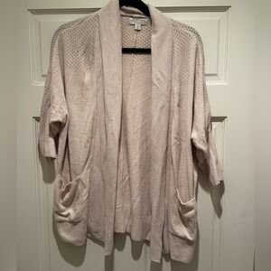 Barefoot Dreams CozyChic Ultra Lite Pointelle Cardigan in Sand Dune. Size S/M.